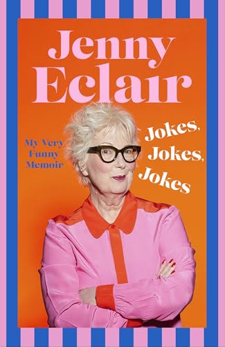 Book cover featuring Jenny Eclair in pink, with bold orange and blue stripes.
