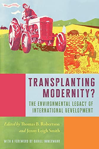 Book cover: red tractor, farmers working, title "Transplanting Modernity?".
