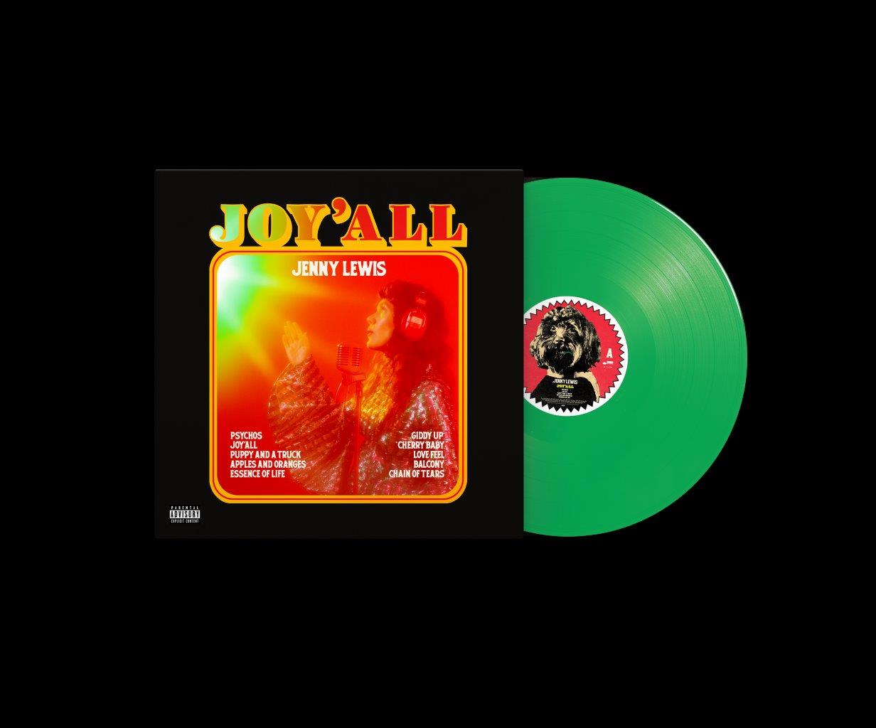 Green vinyl LP of Jenny Lewis’ “JOYALL” with portrait cover art.