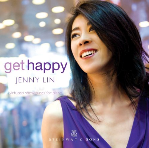 CD cover featuring pianist Jenny Lin smiling, with purple accents.