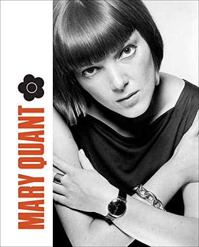 Black and white portrait of Mary Quant, fashion designer, with short hair.