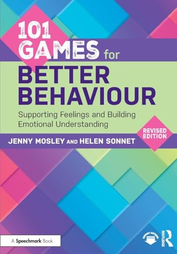 Book cover with colorful geometric design and large text: "101 Games for Better Behaviour".