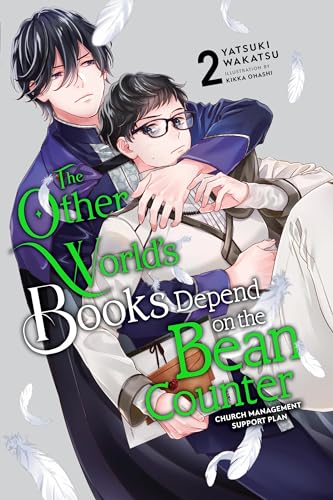 Anime-style illustration of two men, one holding the other, surrounded by floating white feathers.