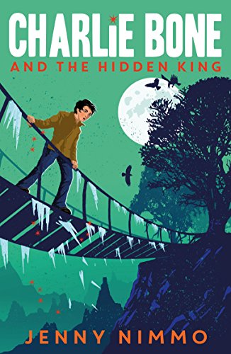 Book cover: boy on a rope bridge under a full moon.