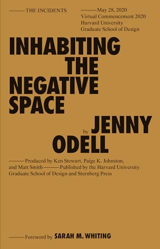 Book cover for "Inhabiting the Negative Space" by Jenny Odell, brown background.