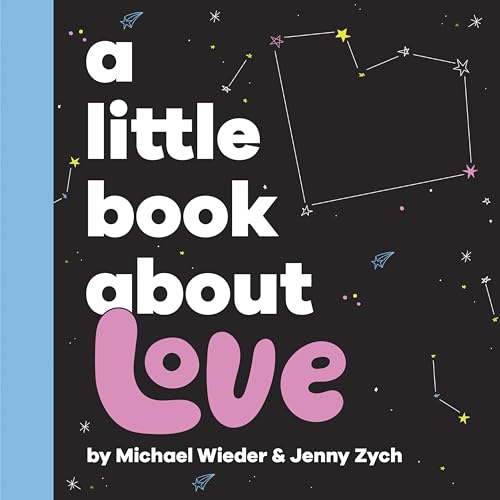 Book cover with white text, pink heart, and scattered star illustrations.