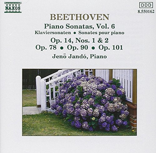 CD cover for Beethoven piano sonatas performed by Jeno Jando, with a garden scene.