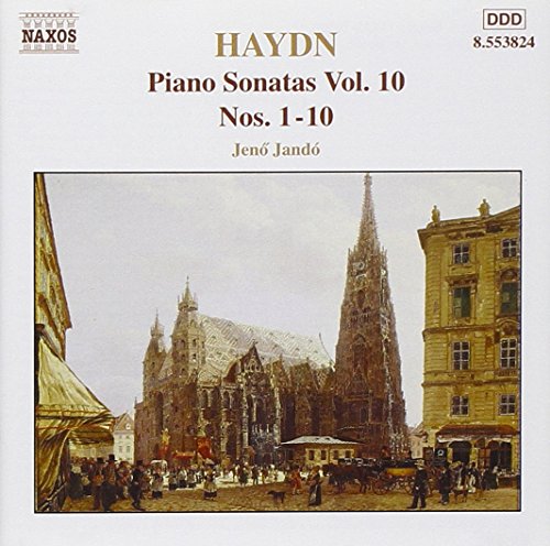 CD cover: Haydn piano sonatas with a historic city scene.