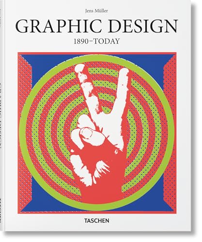Book cover: "Graphic Design 1890-Today" with a hand making the peace sign.