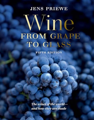 Book cover titled Wine from Grape to Glass featuring a background of blue grapes.