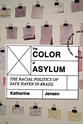 Book cover, “The Color of Asylum,” displayed on a wall with papers.