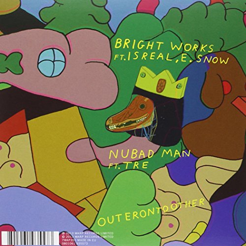Abstract colorful cartoon art featuring a crowned animal head and yellow track list text.