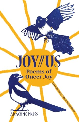 Book cover with blue magpies and yellow sunburst background.