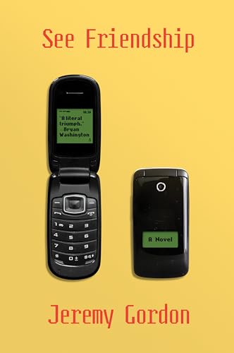 Book cover: "See Friendship" with images of two black flip phones.