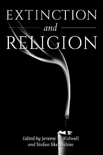 Book cover: "Extinction and Religion" with smoke and white text on black.