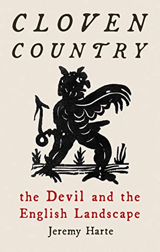 Book cover: "Cloven Country" with a dark illustration of a devil figure.
