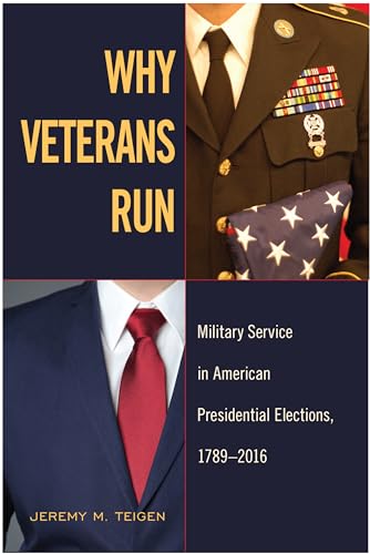 Book cover: "Why Veterans Run" with images of suits and military uniforms.