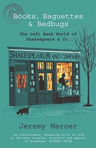 Book cover depicting Shakespeare and Co. bookstore with a teal background.