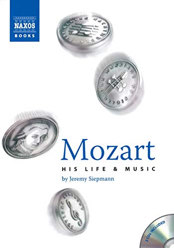 Book cover for “Mozart: His Life & Music” with CDs and portrait.
