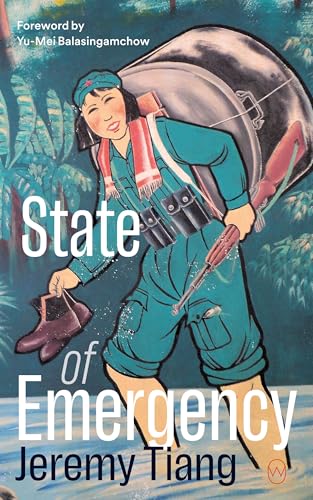 Book cover: "State of Emergency" depicts a woman carrying a large bag and rifle.