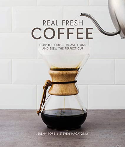 Book cover showing a gooseneck kettle pouring water into a glass Chemex coffee maker.
