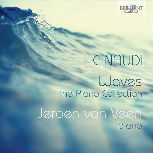 Album cover showing a blue ocean wave with text Einaudi Waves Jeroen van Veen.