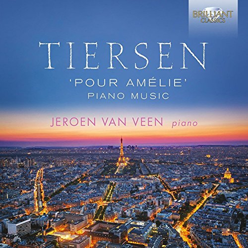 CD cover for “Tiersen: Pour Amélie” with Paris skyline background.