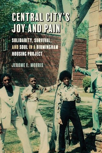 Book cover featuring three young Black men in 1970s attire, brick building backdrop.