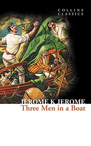 Book cover depicting three men rowing a boat, illustrated style.