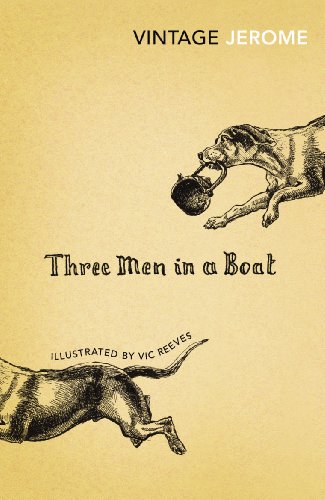 Vintage Classics book cover: "Three Men in a Boat" with dog illustration.
