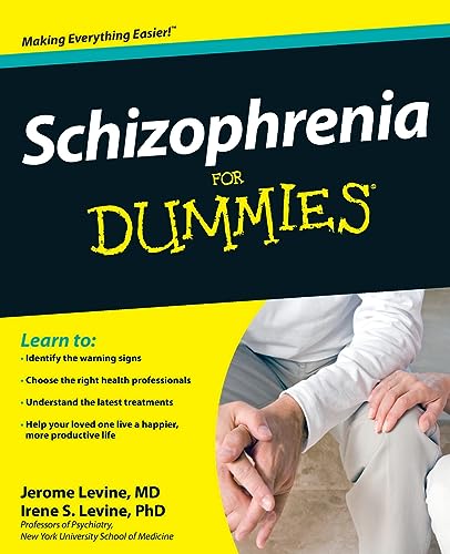 Book cover: "Schizophrenia For Dummies" with a blurred image of hands.