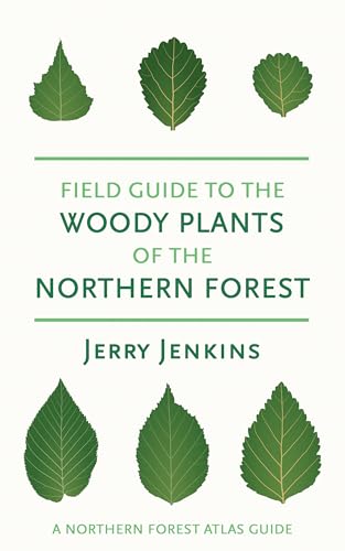 Book cover featuring green leaf illustrations and title "Field Guide to the Woody Plants".