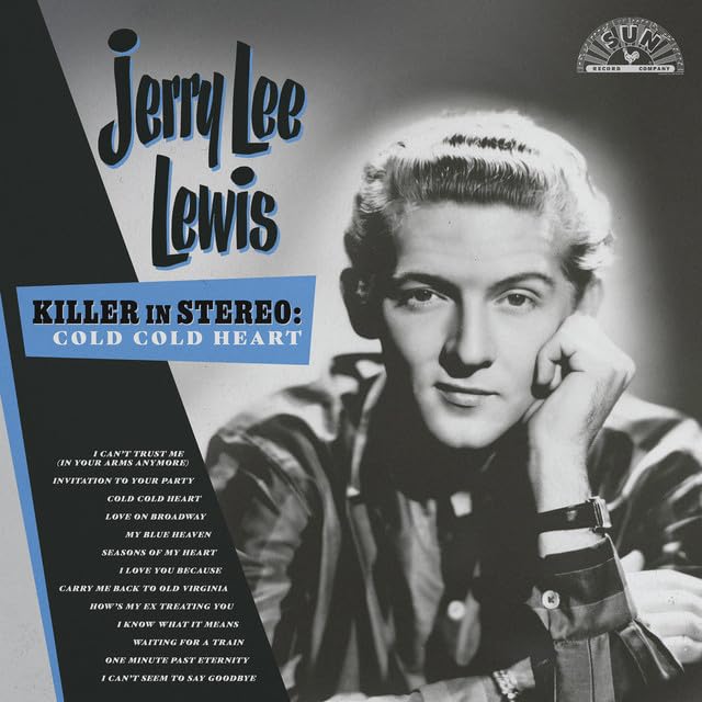 Jerry Lee Lewis album cover, black and white portrait, remastered 2024.