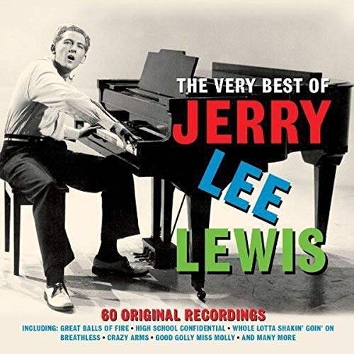 Jerry Lee Lewis album cover featuring the musician at a piano.