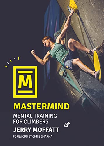 Book cover: climber reaching for a hold, title “Mastermind: Mental Training”.
