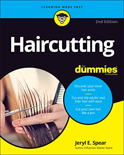 Book cover for “Haircutting For Dummies,” showing hands cutting hair.
