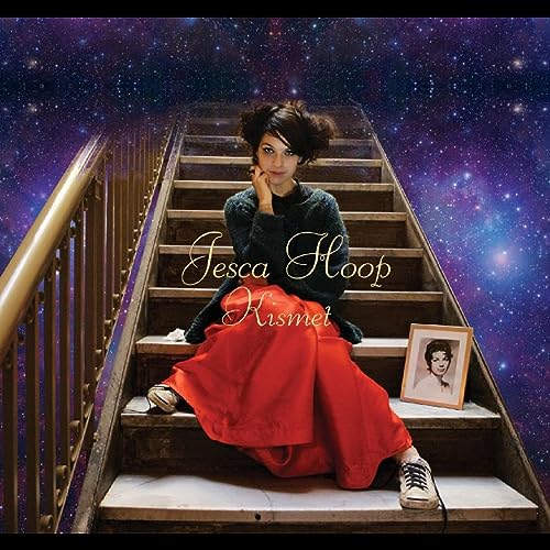Jesca Hoop album cover: woman on stairs with starry background.