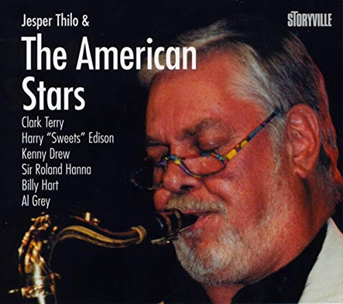 Jesper Thilo playing saxophone on the cover of The American Stars CD.