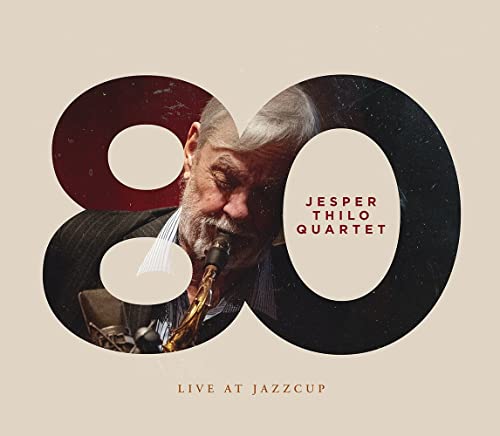 CD cover featuring a portrait of a saxophonist, Jesper Thilo Quartet.