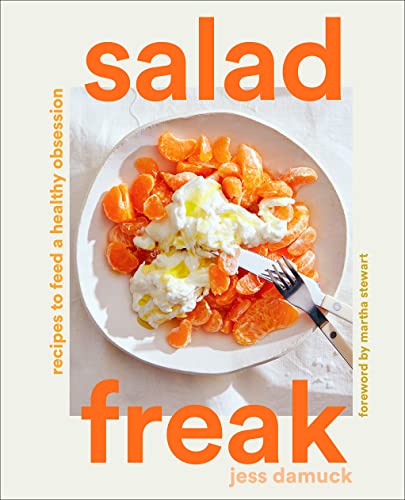 Book cover showing a bowl of mandarin oranges and burrata cheese with a fork.