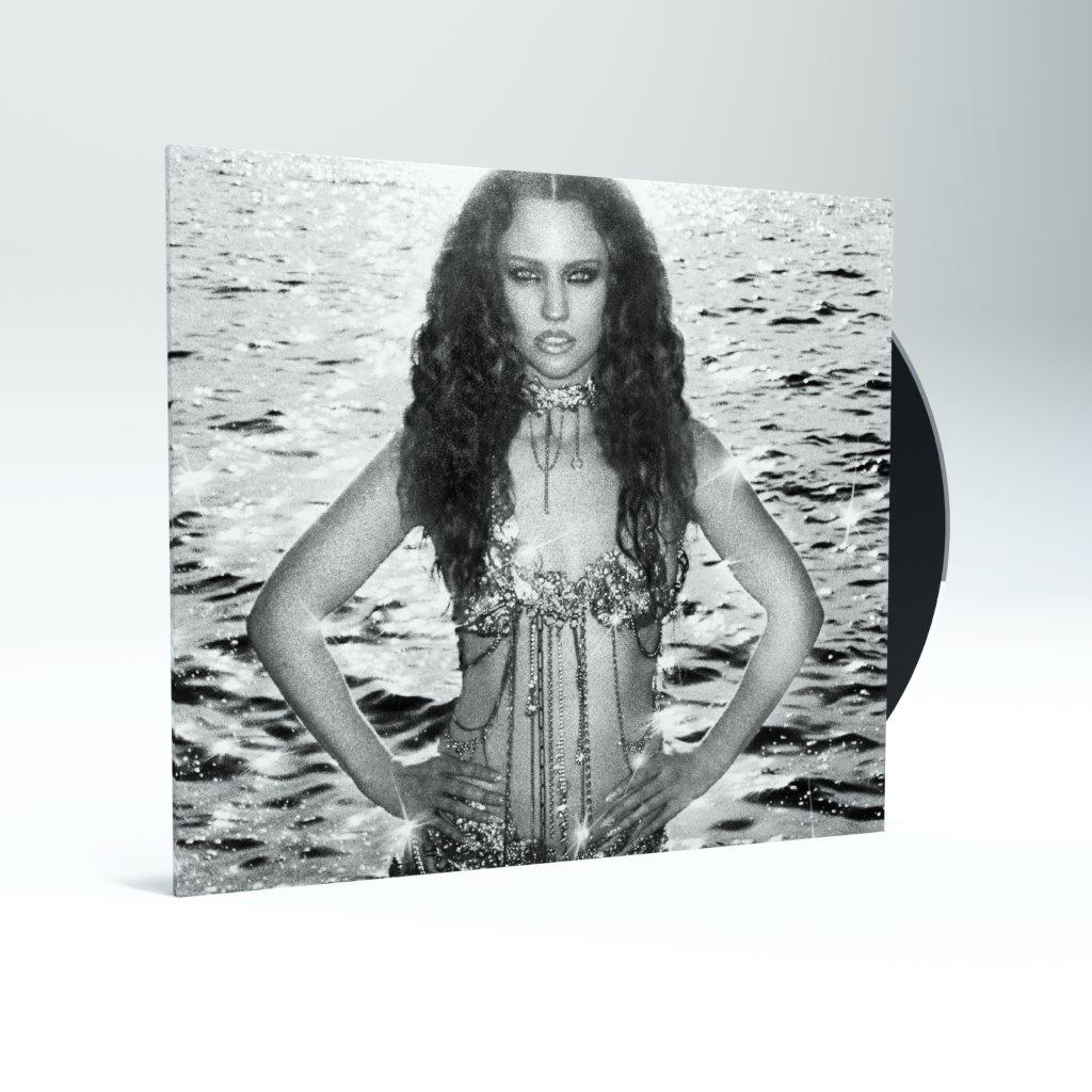 Black and white album cover featuring singer Jess Glynne in water.