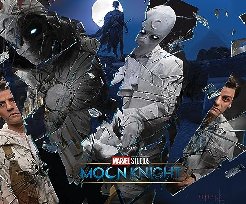 Moon Knight art book cover featuring fractured imagery of characters and pyramids.