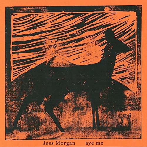 Album cover with orange background, black horse silhouette, and white text "Jess Morgan Aye Me".