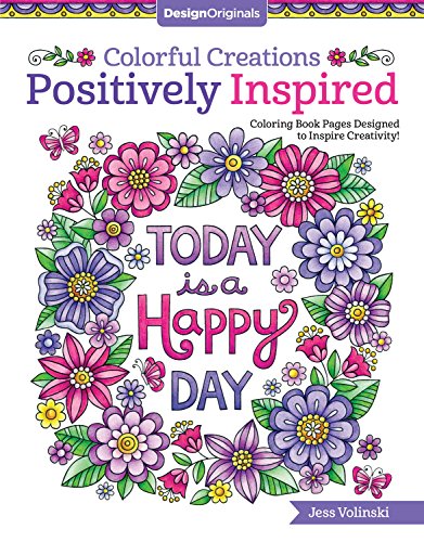 Coloring book cover with colorful floral doodles and cheerful lettering.