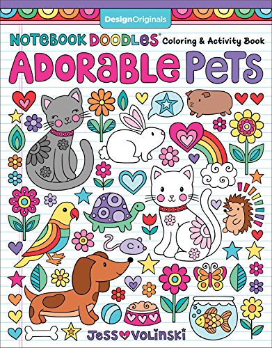 Cover of a coloring book featuring whimsical illustrations of various pets.