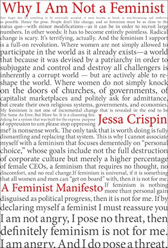 Book cover: "Why I Am Not a Feminist" by Jessa Crispin, red text on white.