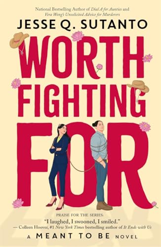 Book cover: “Worth Fighting For” with illustrated couple and floral accents.