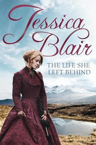 Book cover: woman in Victorian dress, mountainous landscape background.