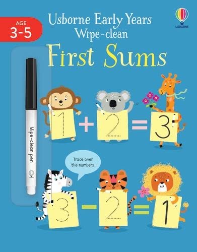 Wipe-clean book cover with animals demonstrating simple addition problems.