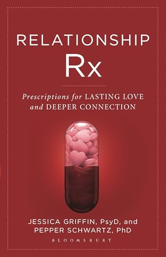 Book cover: "Relationship Rx" with a pill capsule containing heart shapes.